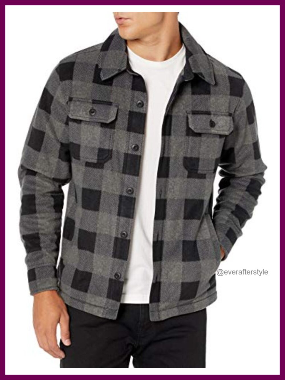 Men's Long-Sleeve Polar Fleece Shirt Jacket Button-Up Winter Coat